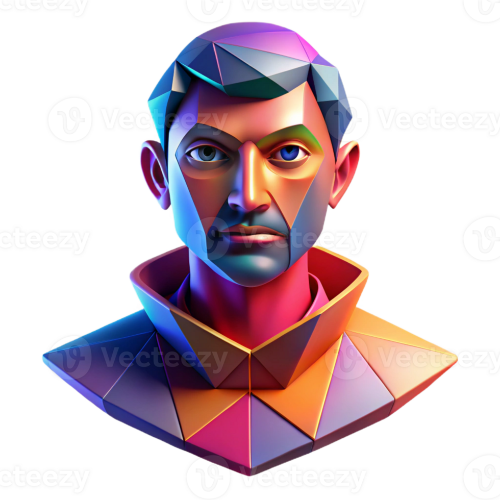 impressive rustic An abstract portrait, composed of geometric shapes and vibrant colors, illuminated by a dramatic, chiaroscuro lighting high resolution png