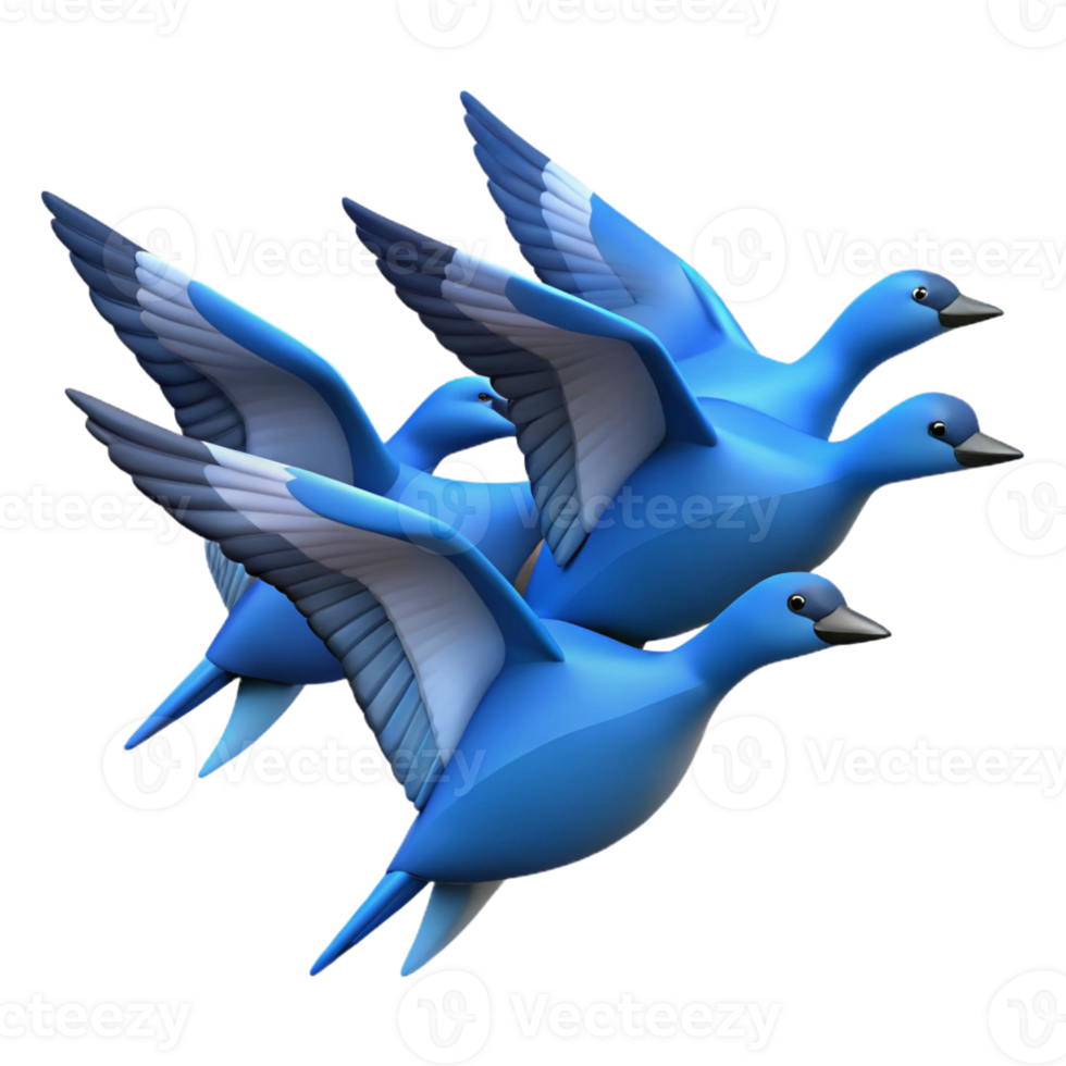 magnificent modern A group of birds flying in formation against a clear blue sky, dynamic and graceful, wildlife photography premium png