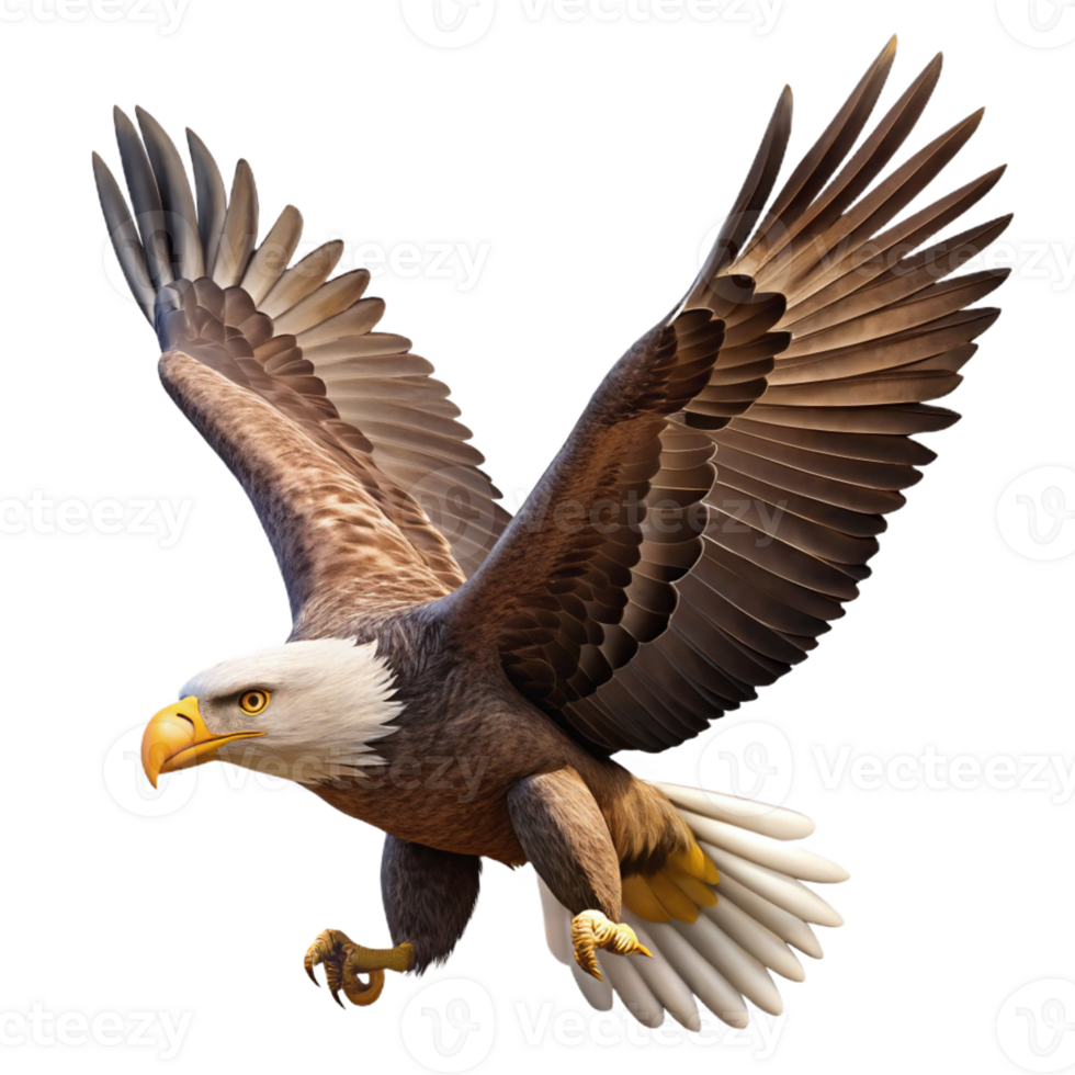 magnificent vintage A majestic bald eagle soaring through the sky, powerful and majestic, wildlife photography authentic png