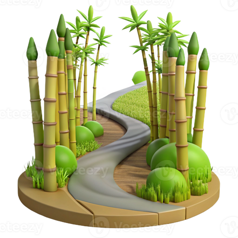 magnificent artistic A winding path through a bamboo forest, serene and peaceful, Japanese garden style premium png