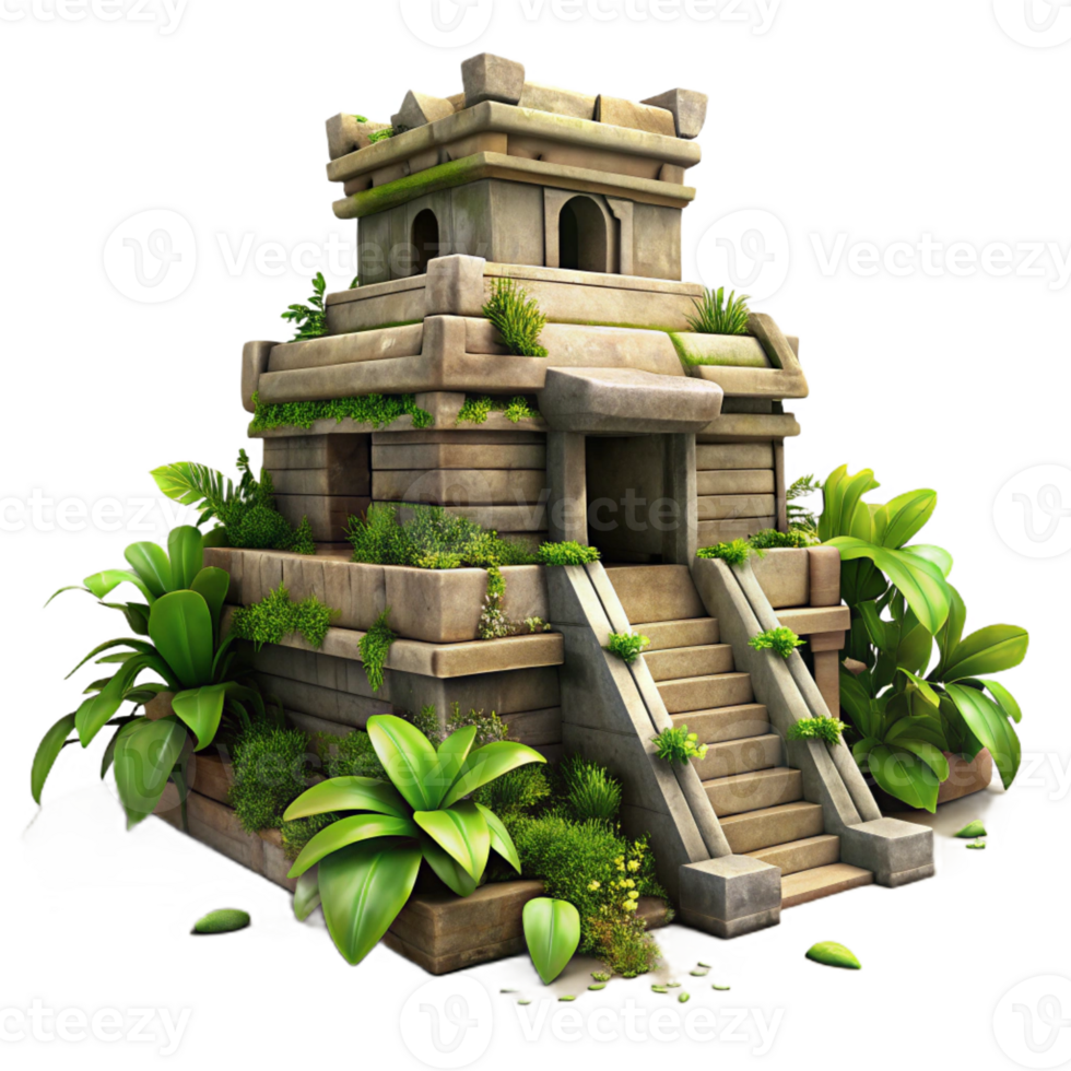 impressive vintage A crumbling Mayan temple overtaken by jungle vines, dappled sunlight, hyperrealistic, 4K png