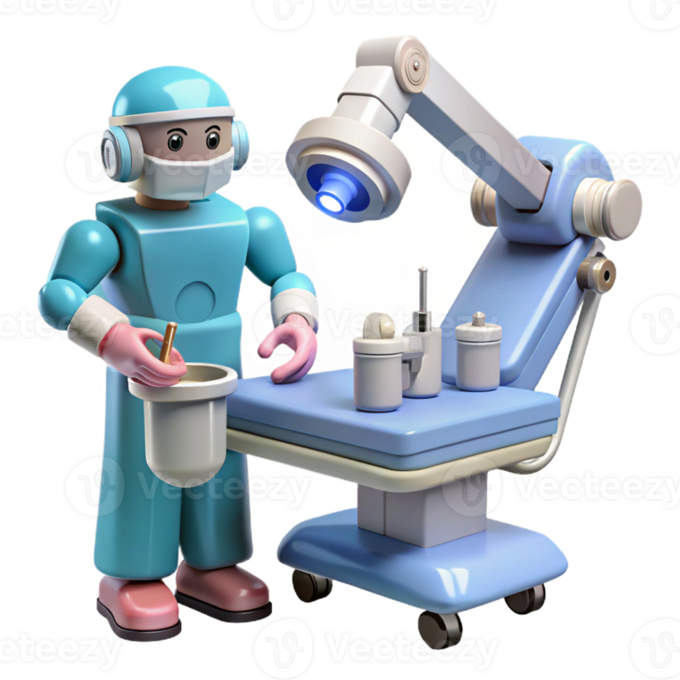 elegant vintage A robotic surgeon performing an operation, precise movements, clinical lighting, medical illustration style detailed png