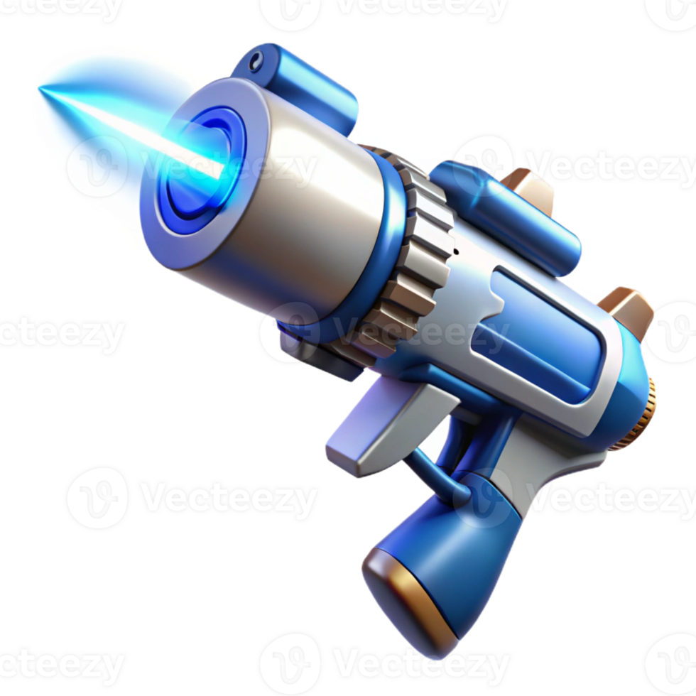 stunning creative A futuristic weapon firing a beam of energy, glowing blue and white, dynamic lighting, science fiction illustration style professional png