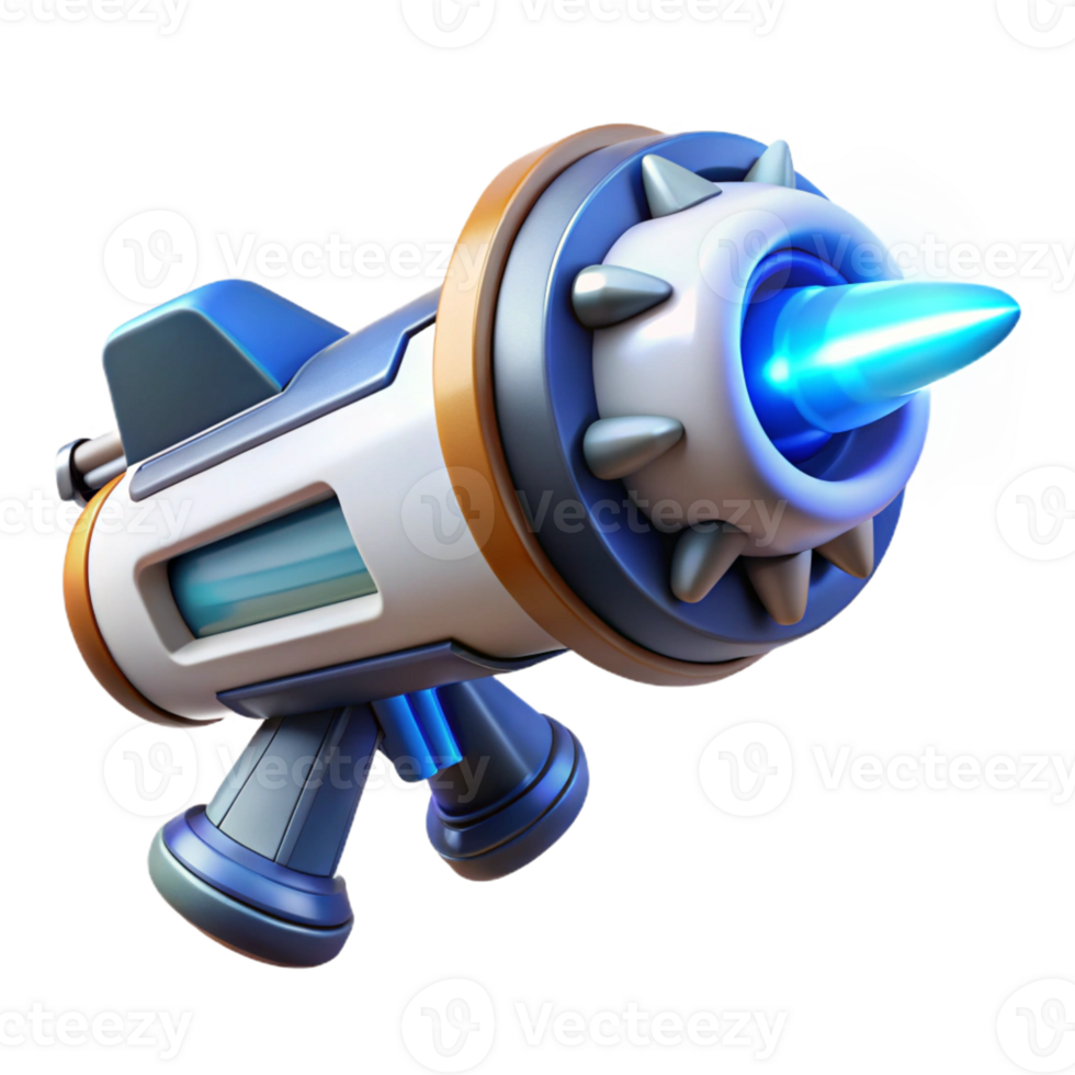 serene abstract A futuristic weapon firing a beam of energy, glowing blue and white, dynamic lighting, science fiction illustration style genuine png