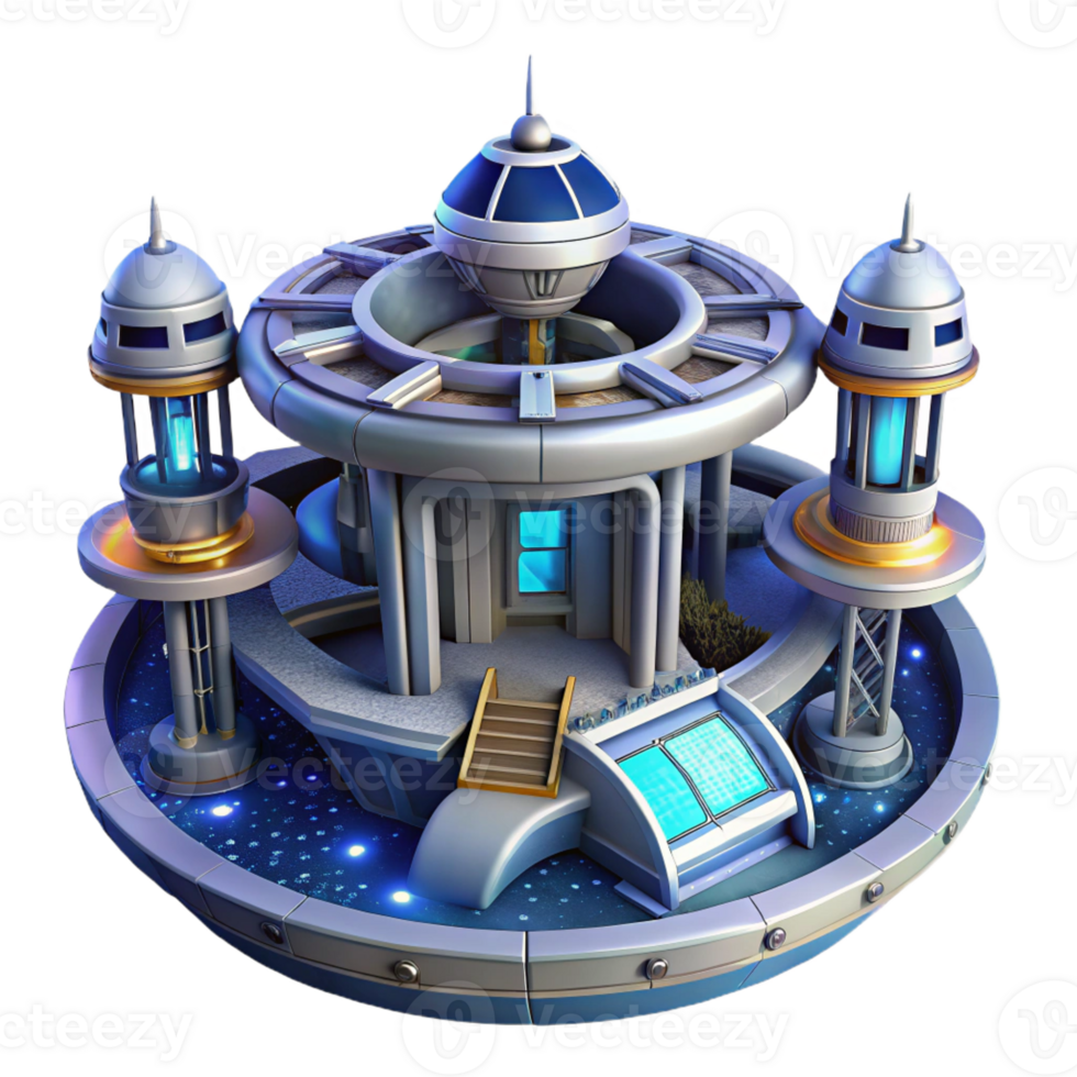 stunning abstract A futuristic space station with rotating sections and docking bays, starry night sky, sci-fi, exclusive png