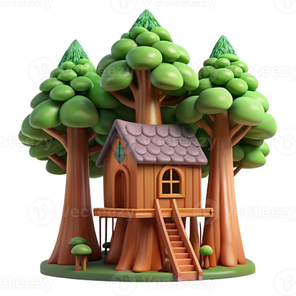 elegant minimalist A treehouse built into giant redwood trees, dappled forest light, whimsical, genuine png