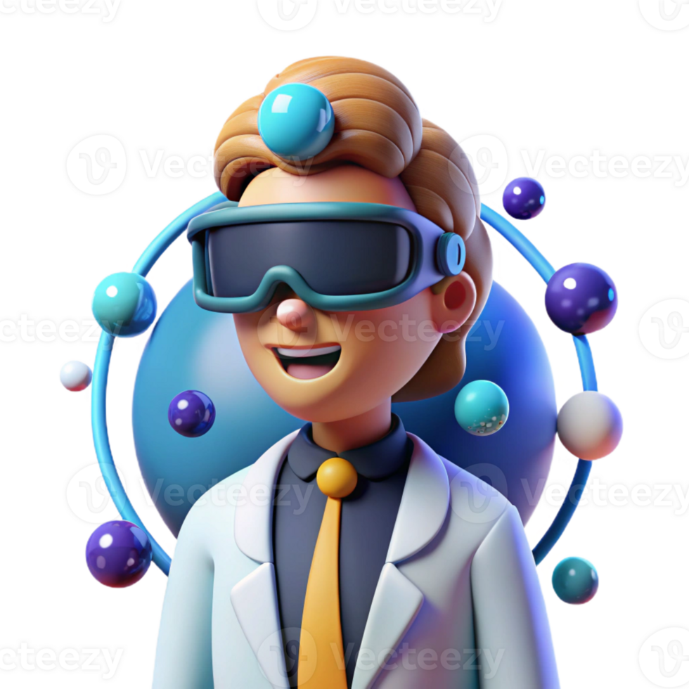 beautiful creative A scientist wearing a virtual reality headset, immersed in a digital world, soft lighting, digital art style high quality png