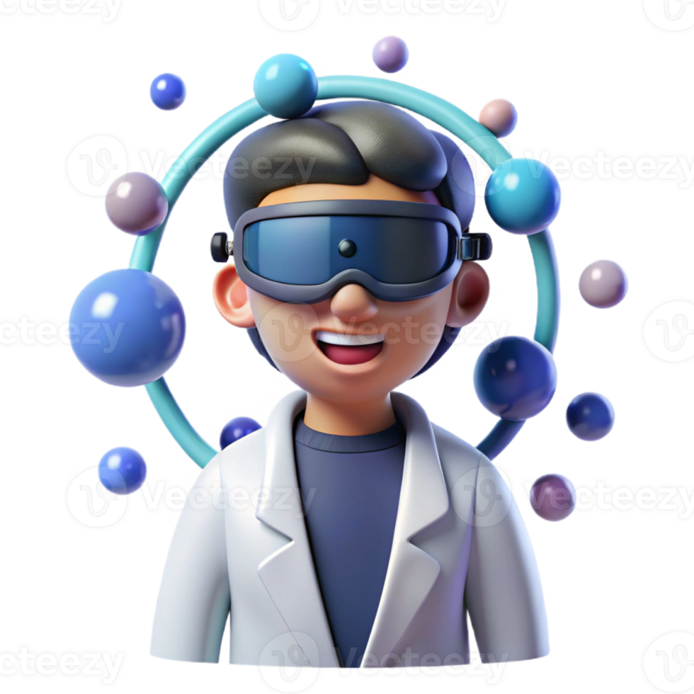 stunning creative A scientist wearing a virtual reality headset, immersed in a digital world, soft lighting, digital art style genuine png