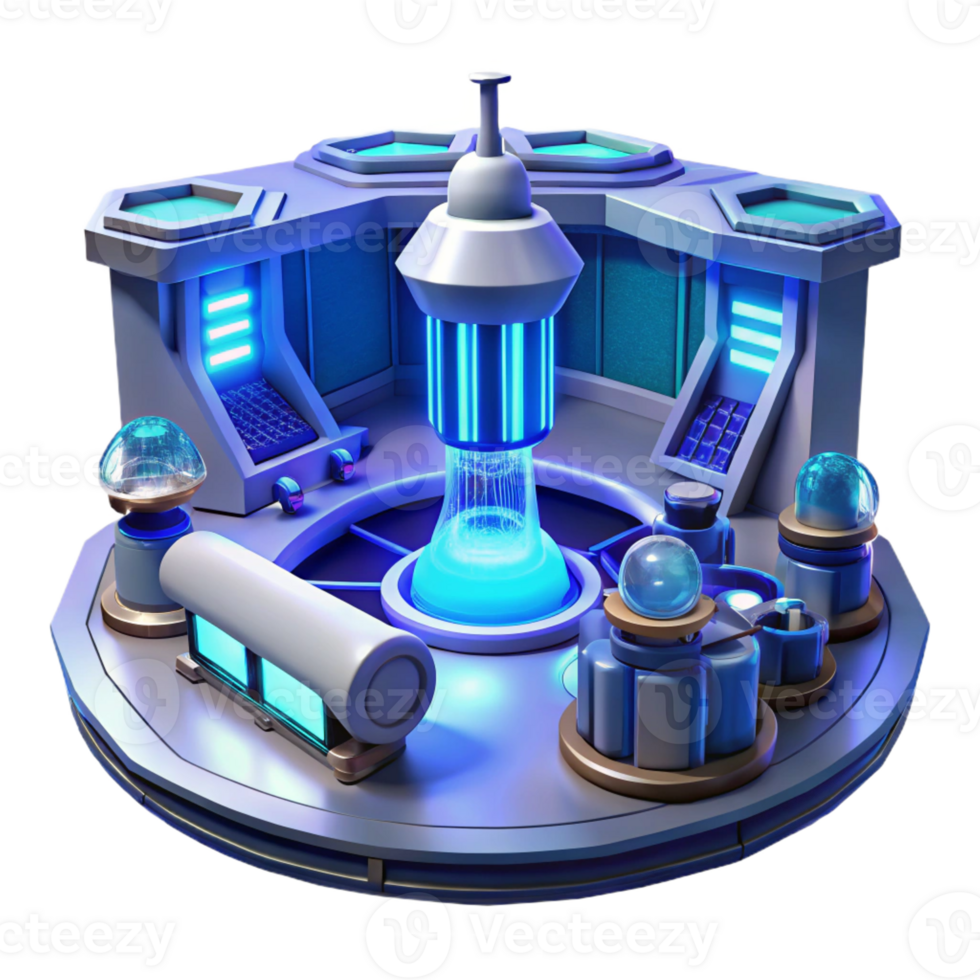 elegant creative A futuristic laboratory filled with advanced technology, sleek design, cool blue lighting, science fiction illustration style authentic png