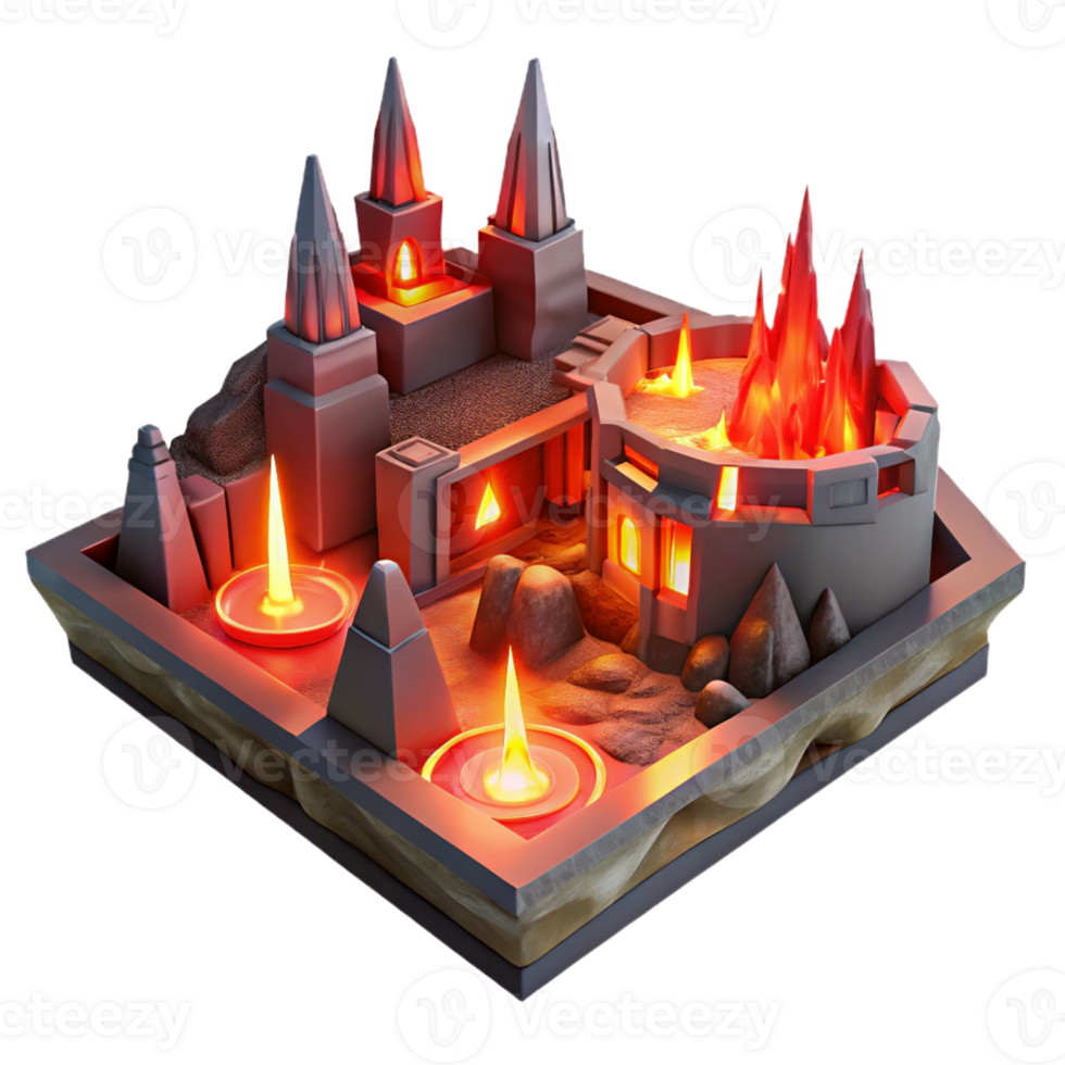 extraordinary contemporary A subterranean city lit by geothermal vents, glowing red light, fantasy, high resolution png