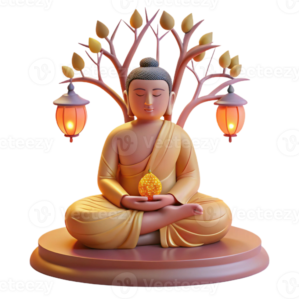 magnificent artistic A serene Buddha meditating under the Bodhi tree, bathed in the soft glow of dawn, intricate Thangka painting style authentic png