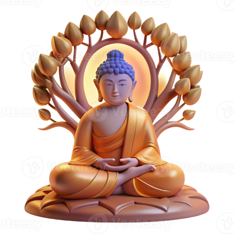 beautiful vintage A serene Buddha meditating under the Bodhi tree, bathed in the soft glow of dawn, intricate Thangka painting style authentic png