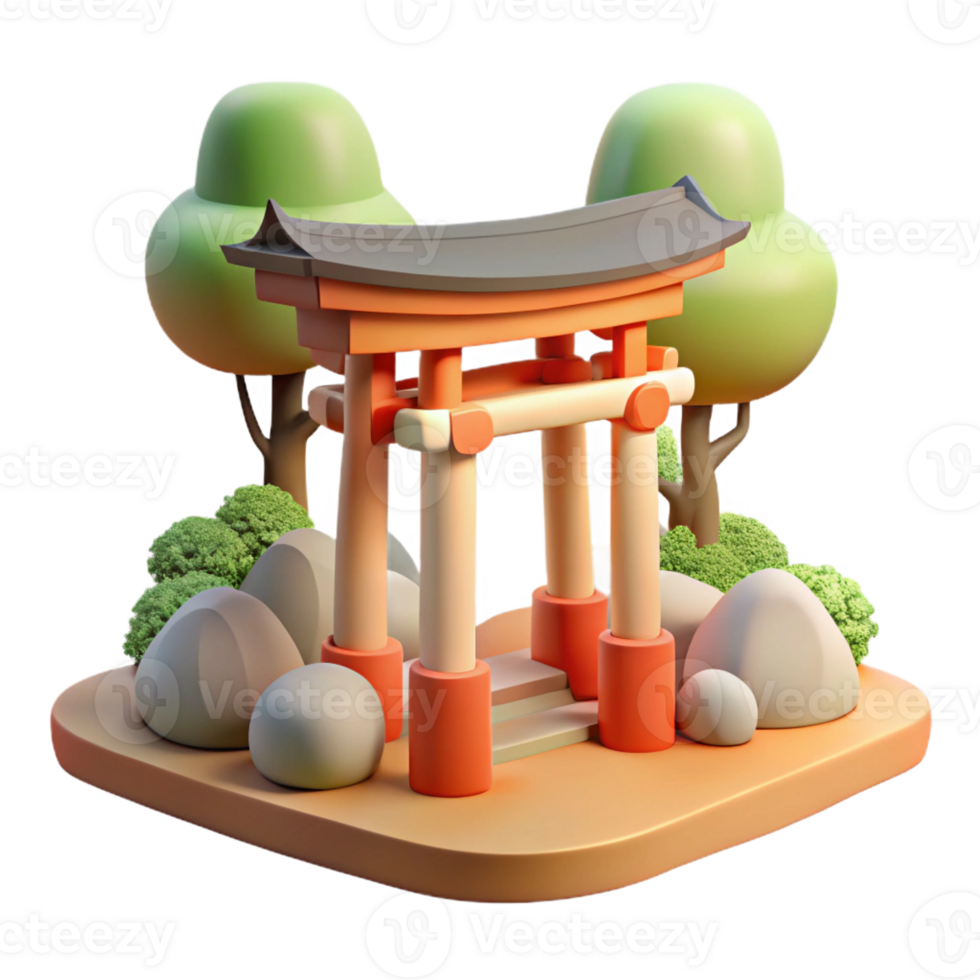 vibrant abstract A Shinto shrine in a forest clearing, soft dappled light, serene, premium png