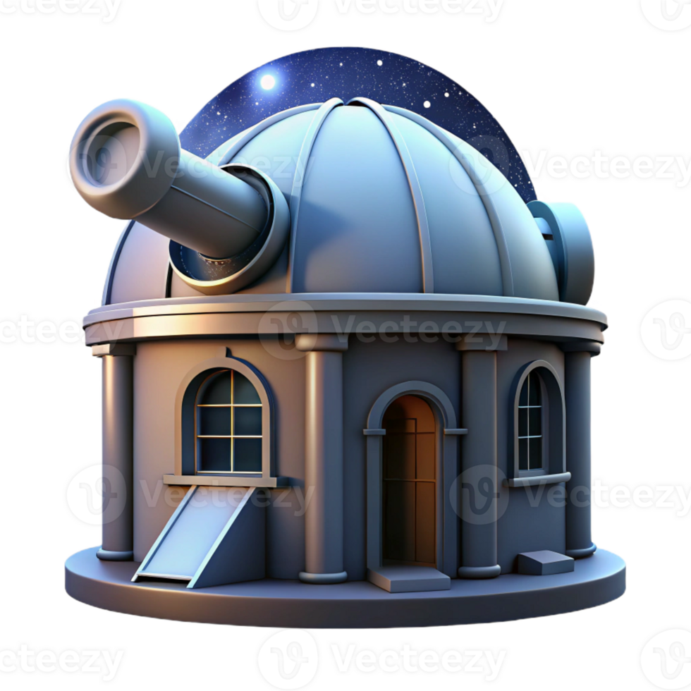 vibrant traditional An abandoned observatory with a large telescope, starry night sky, mysterious, high resolution png