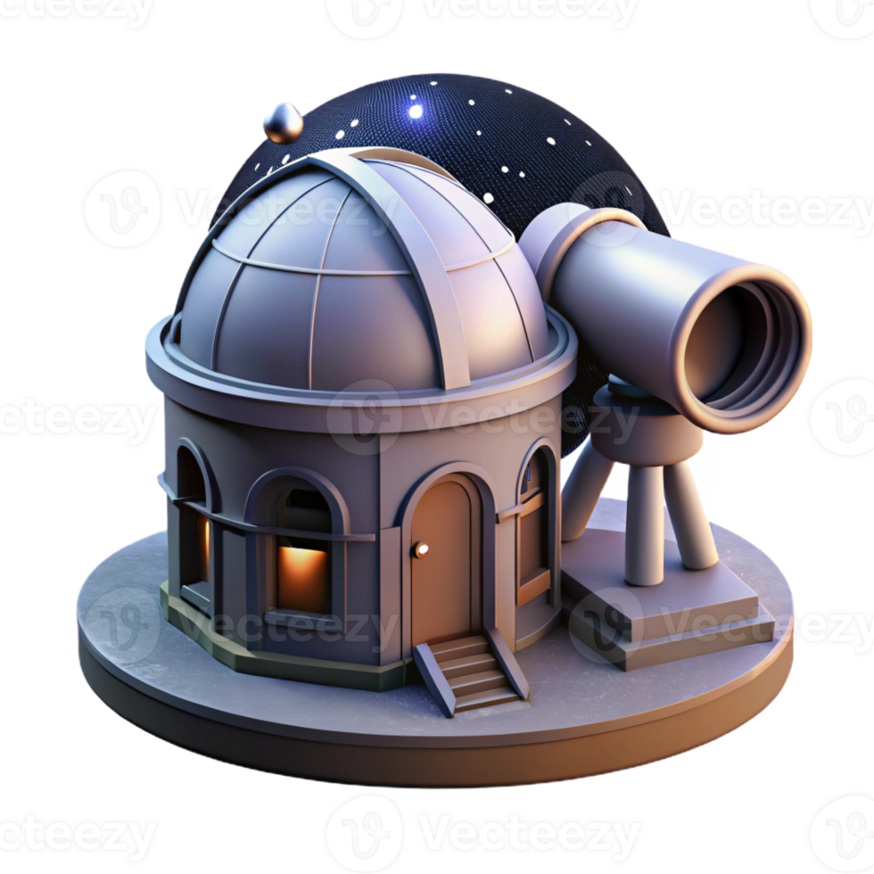 impressive minimalist An abandoned observatory with a large telescope, starry night sky, mysterious, professional png