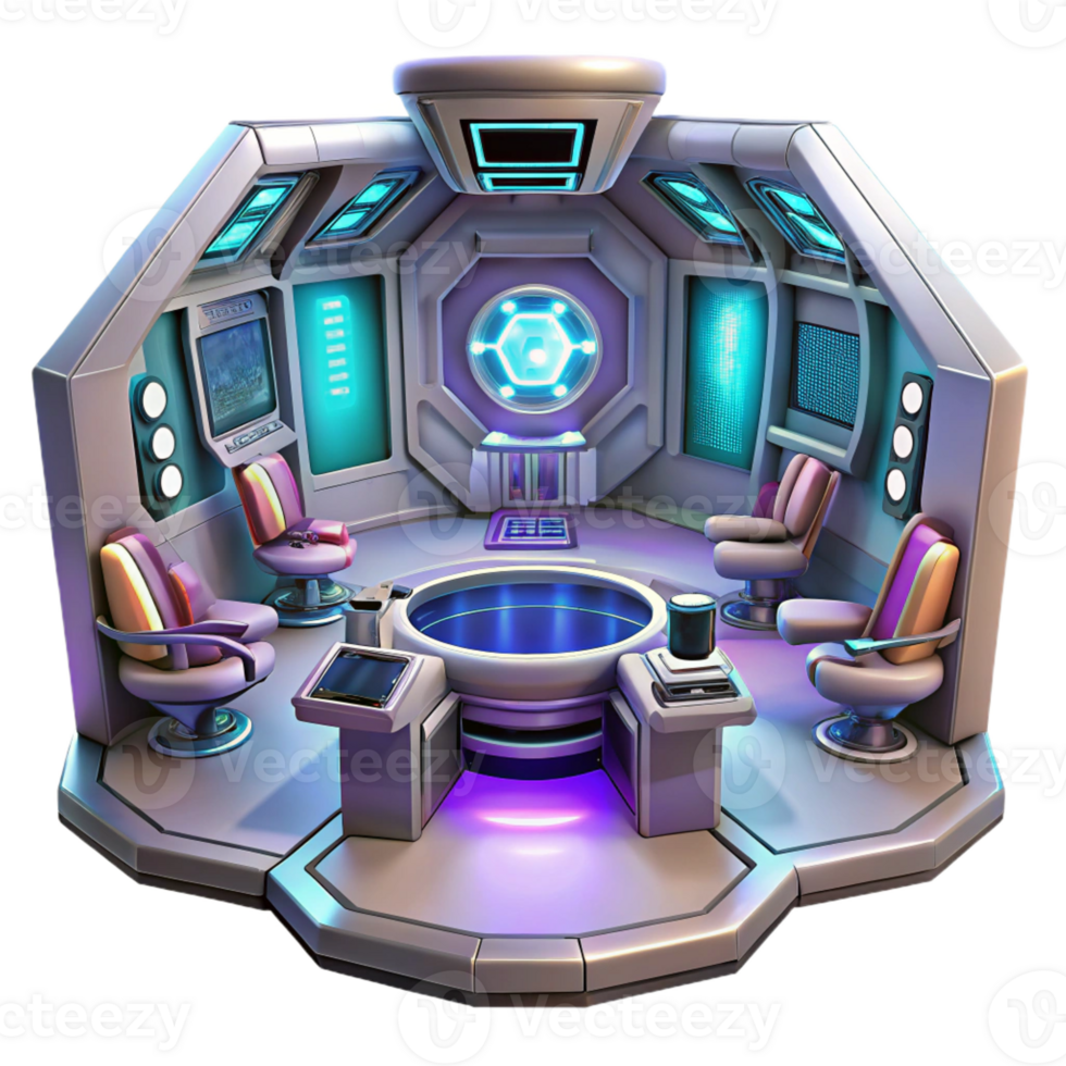 impressive creative A futuristic spaceship interior with holographic displays and glowing panels, sci-fi, genuine png