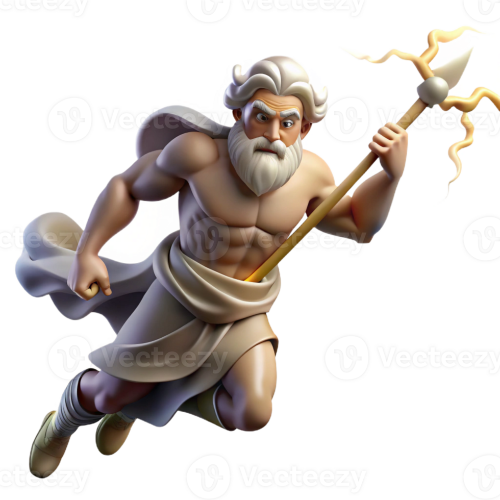 stunning traditional Zeus hurling a thunderbolt from Mount Olympus, dramatic chiaroscuro lighting, Renaissance painting style exclusive png