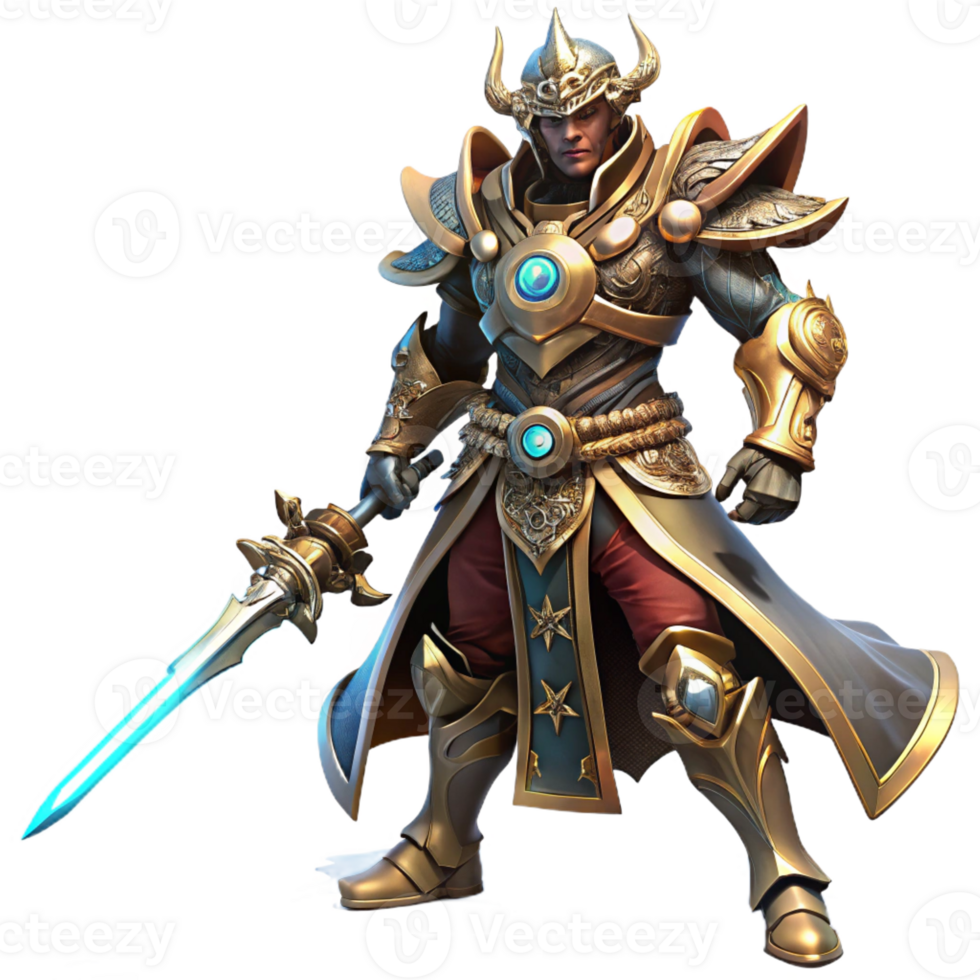magnificent artistic A fierce steampunk warrior in ornate armor, wielding a glowing energy sword, dynamic lighting, fantasy art style 4K png