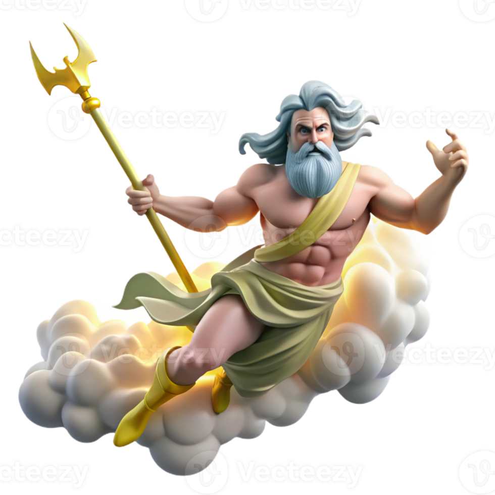 impressive contemporary Zeus hurling a thunderbolt from Mount Olympus, dramatic chiaroscuro lighting, Renaissance painting style detailed png