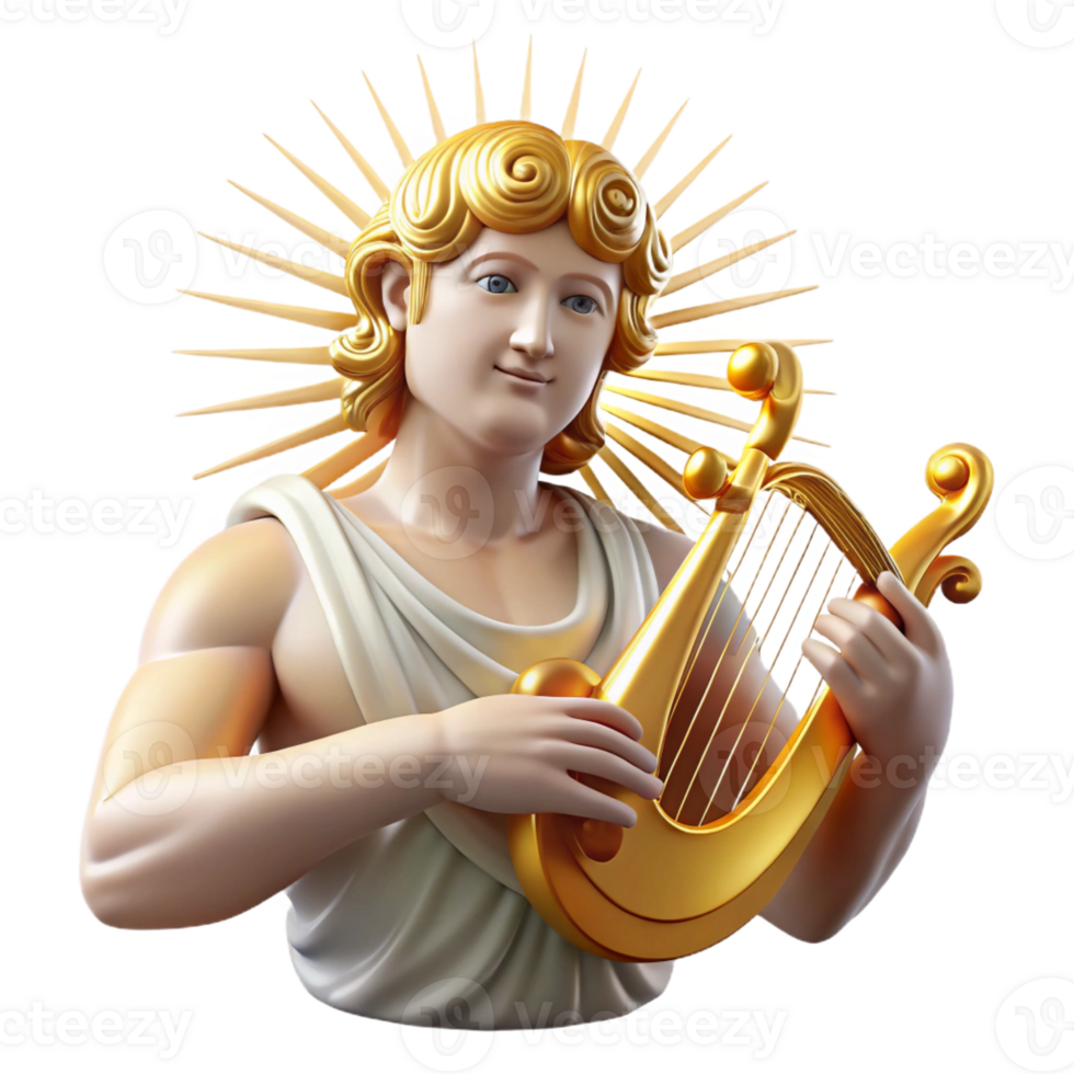 beautiful rustic A radiant Apollo playing a golden lyre, sunbeams highlighting his figure, neoclassical painting style professional png