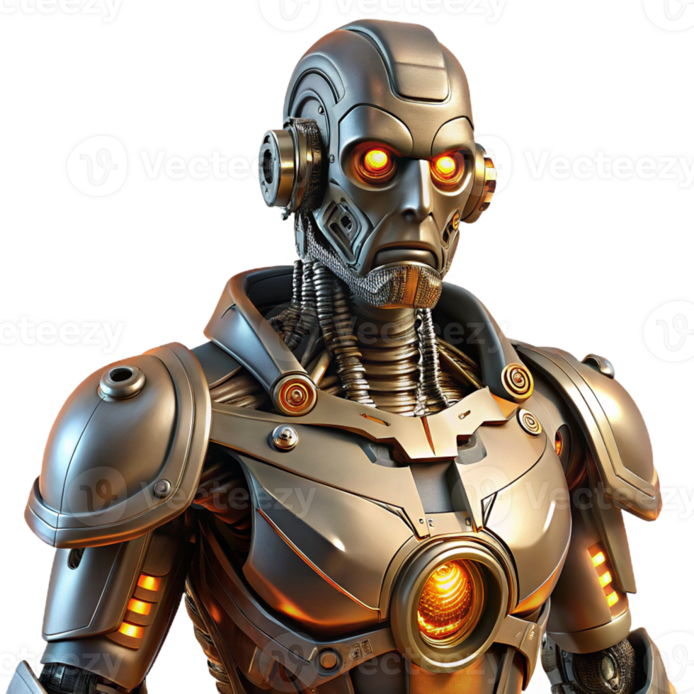 impressive classic A steampunk cyborg, with intricate mechanical augmentations and glowing eyes, dramatic chiaroscuro lighting, cyberpunk influences high resolution png