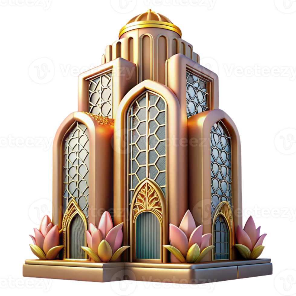 dramatic minimalist Art Nouveau skyscraper, intricate floral facades, stained glass windows, golden hour lighting, soft focus, Art Deco influences high resolution png