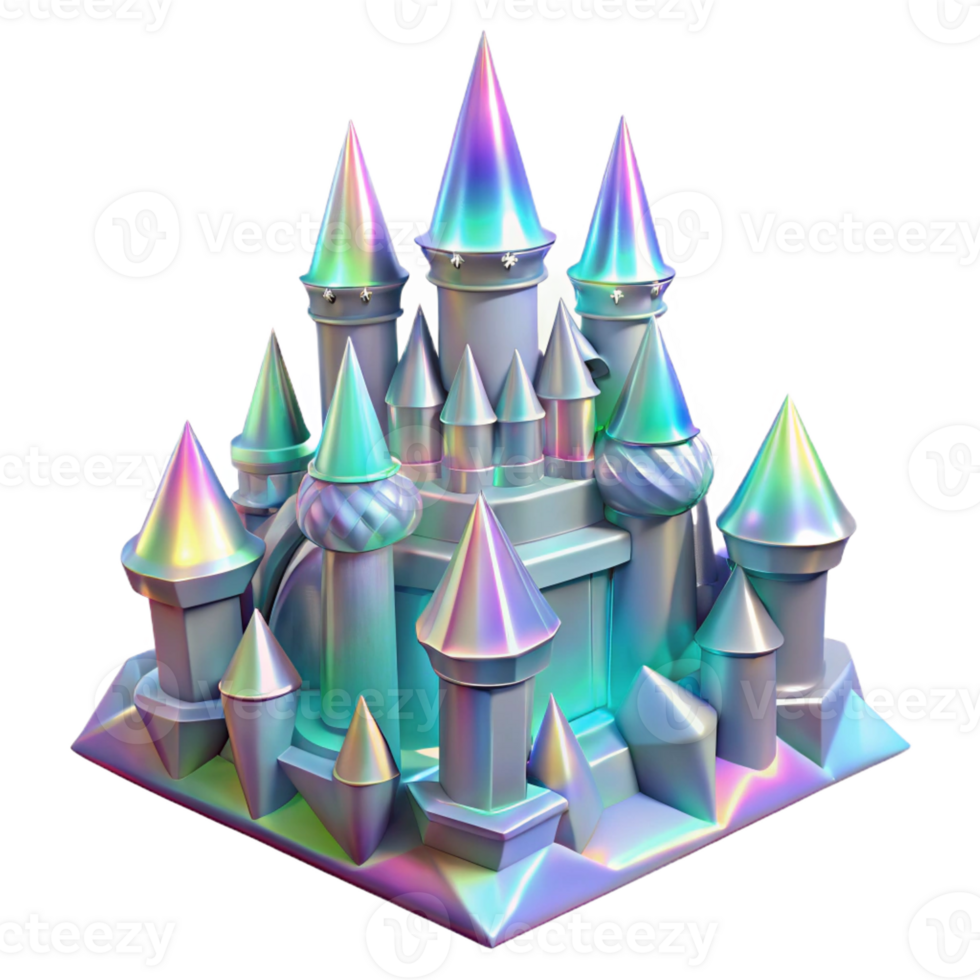 elegant modern A crystalline castle, shimmering facets, rainbow reflections, magical atmosphere, fantasy art style high resolution png