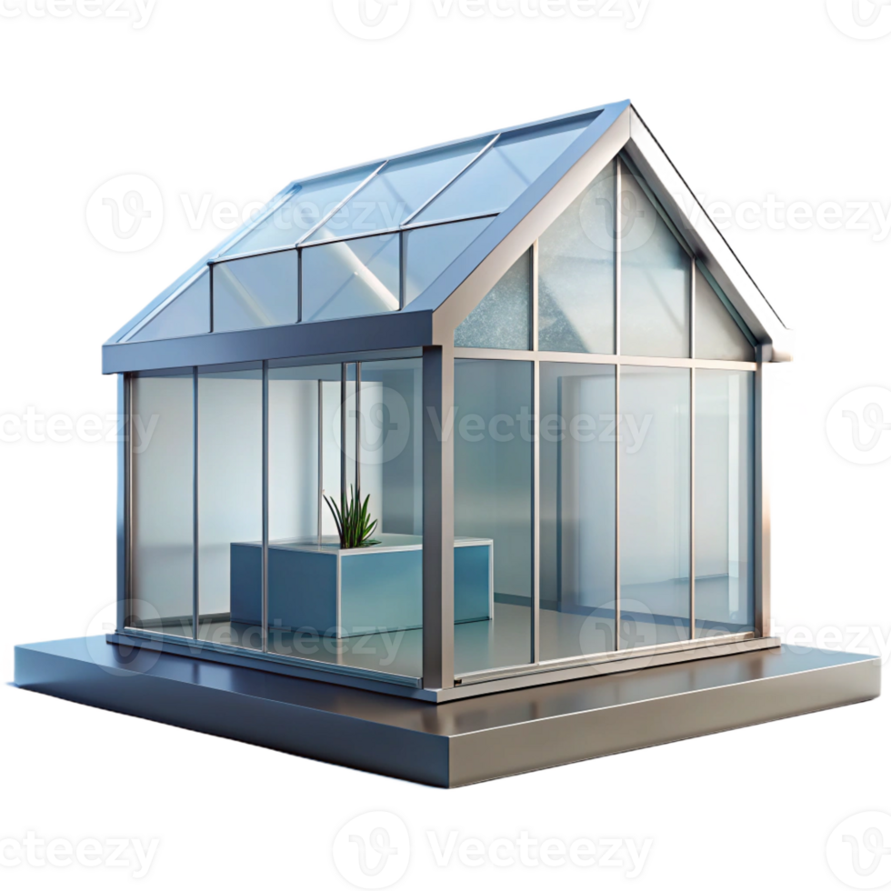 magnificent contemporary A minimalist glass house, transparent walls, surrounding forest, natural light, modern architecture authentic png