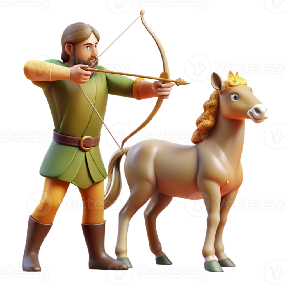 magnificent creative A wise centaur teaching archery to a young human, in a peaceful forest clearing, illuminated by warm, golden light. Renaissance painting style detailed png
