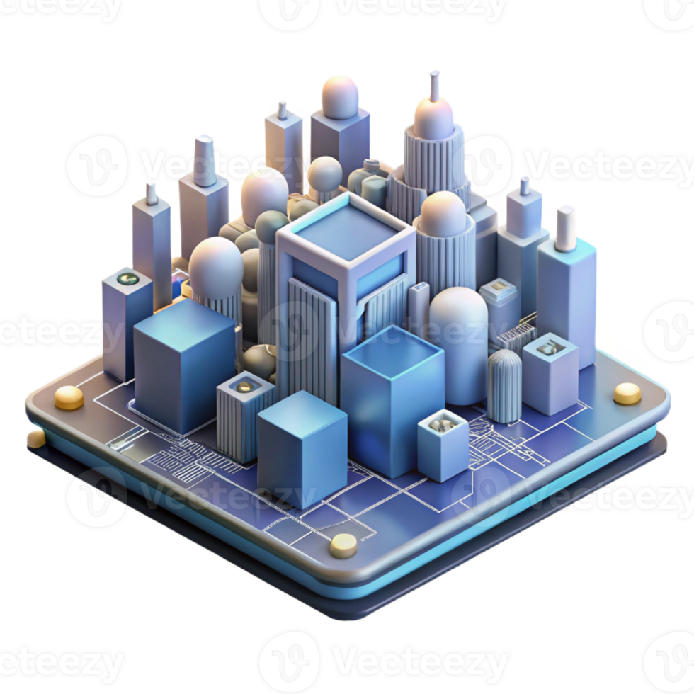 beautiful creative A microscopic view of a circuit board forming a city, intricate details, glowing connections, abstract style authentic png