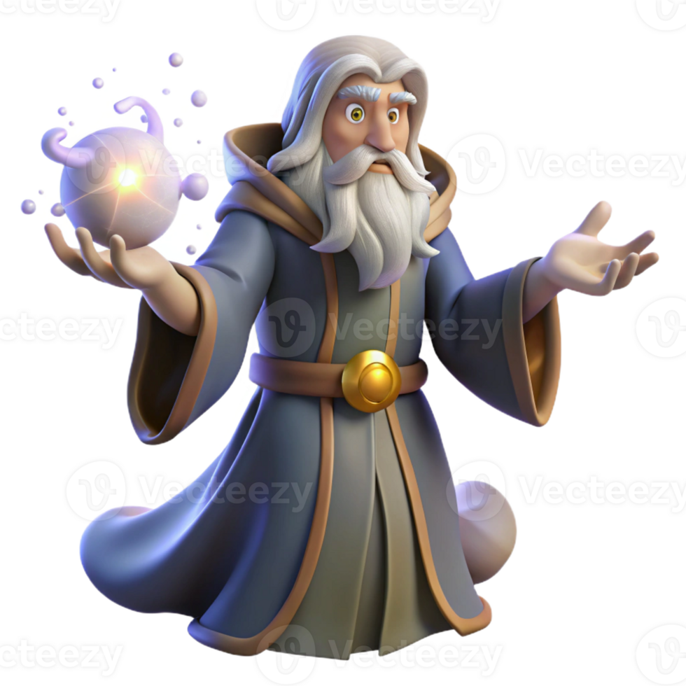 stunning classic A wise old wizard casting a spell in a mystical forest, surrounded by swirling particles of magic, illuminated by an ethereal glow. Digital painting style professional png