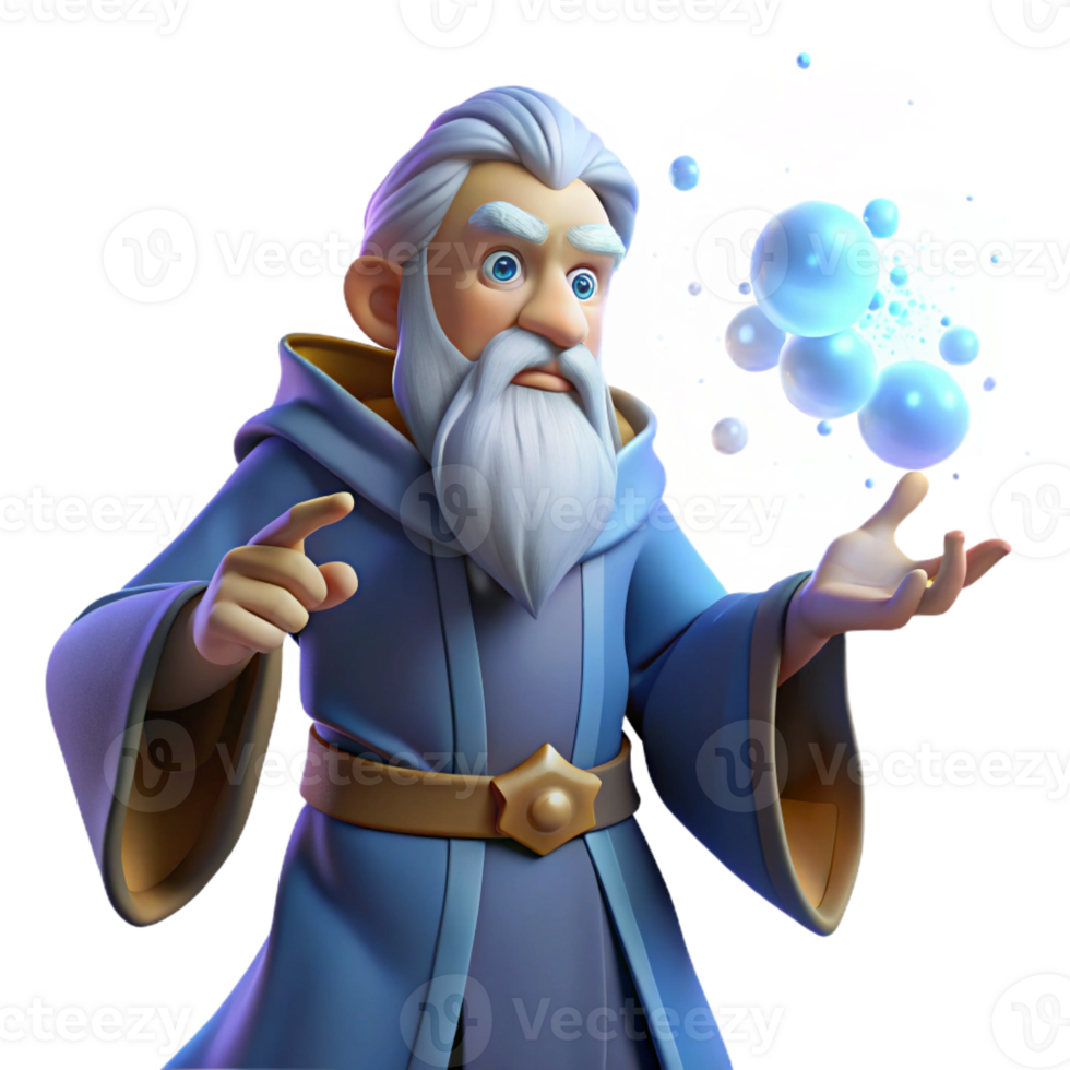 extraordinary traditional A wise old wizard casting a spell in a mystical forest, surrounded by swirling particles of magic, illuminated by an ethereal glow. Digital painting style exclusive png