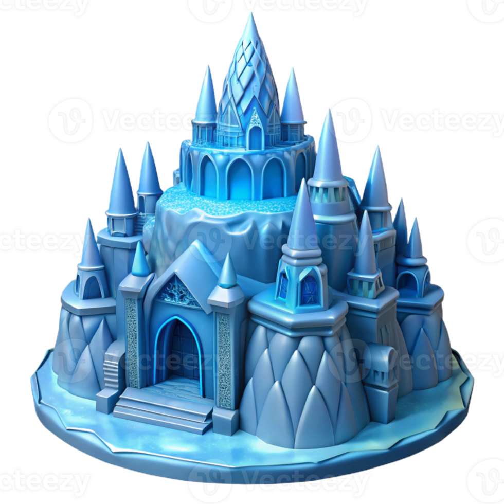 stunning creative An intricate ice palace, carved from a glacier, intricate details, cool blue lighting, winter setting high resolution png