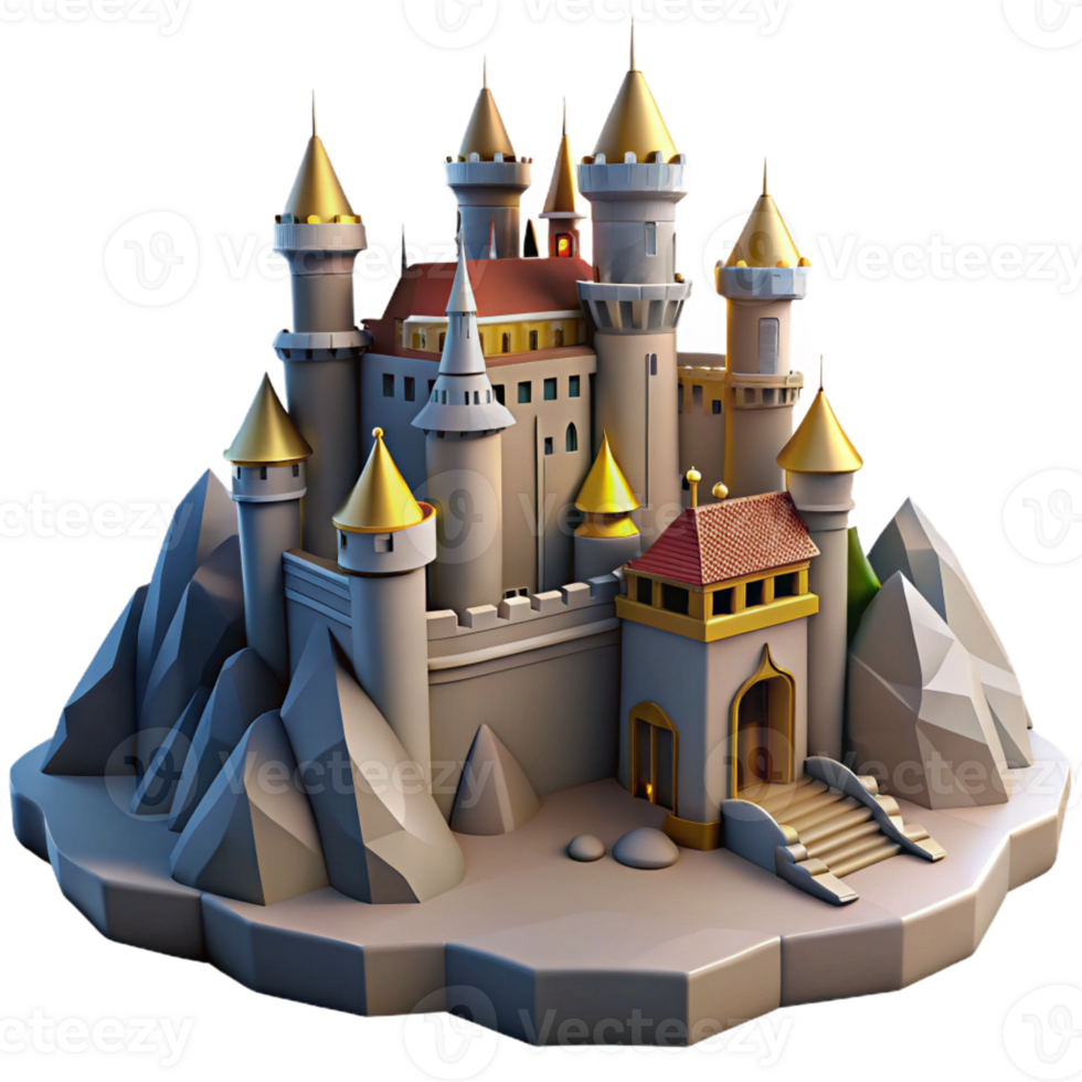wonderful abstract A medieval castle on a mountaintop, fortified walls, dramatic lighting, fantasy setting genuine png