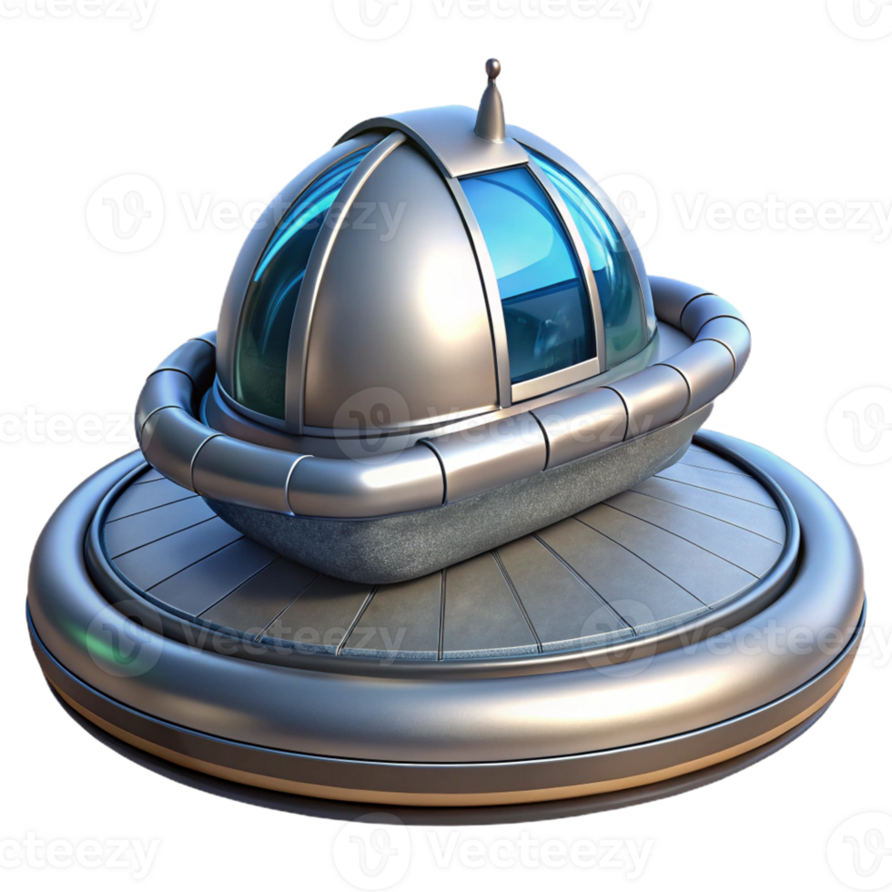 magnificent abstract A futuristic hovercraft parked on a rooftop helipad, sleek metallic design, cityscape backdrop exclusive png