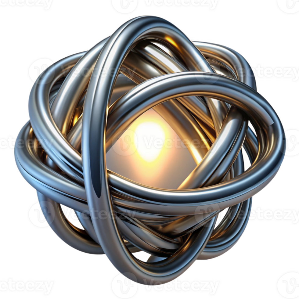extraordinary traditional Intertwined metallic wires forming abstract shapes, illuminated by a single spotlight, industrial design aesthetic high quality png