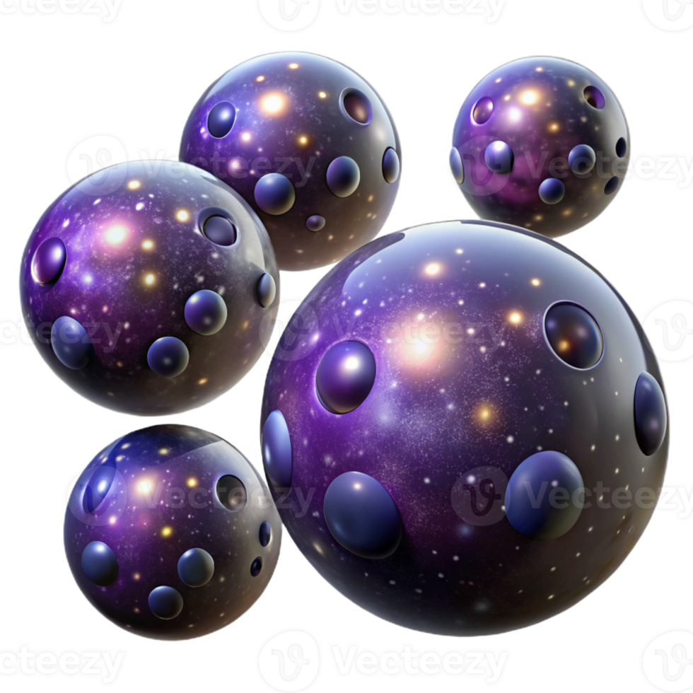 magnificent abstract A field of floating orbs, each containing a miniature galaxy, cosmic horror style, dim lighting professional png