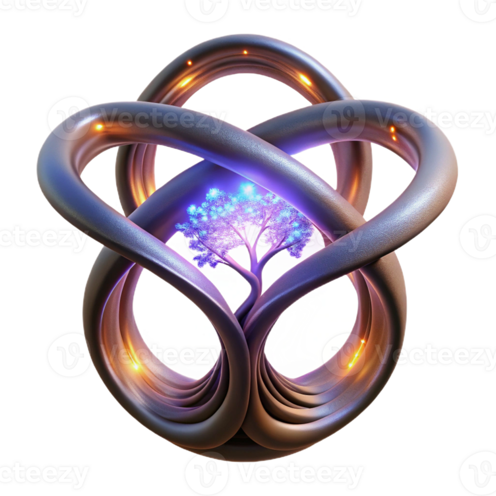 wonderful abstract A fractal tree branching into infinity, glowing with an inner light, mathematical art, dark background original png