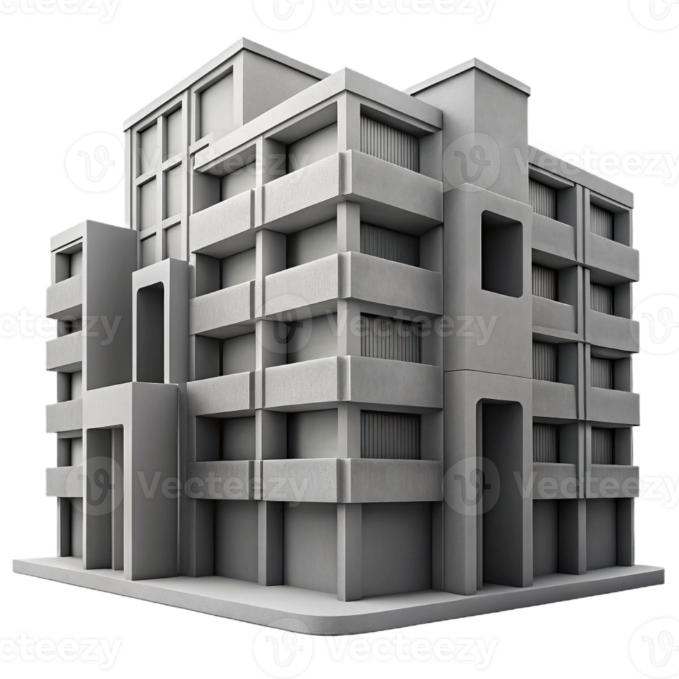 dramatic abstract A Brutalist concrete apartment complex, monochrome, high contrast, dramatic lighting, close-up on the facade original png