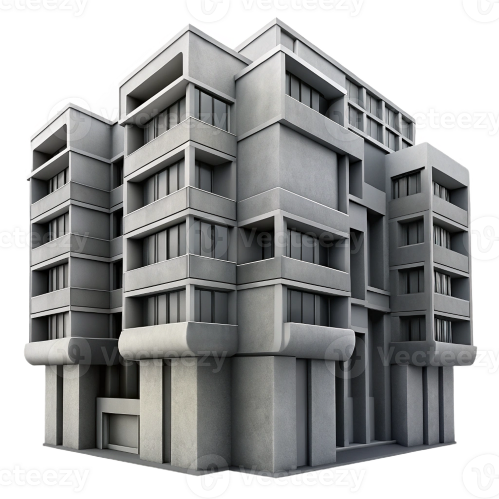 dramatic traditional A Brutalist concrete apartment complex, monochrome, high contrast, dramatic lighting, close-up on the facade detailed png