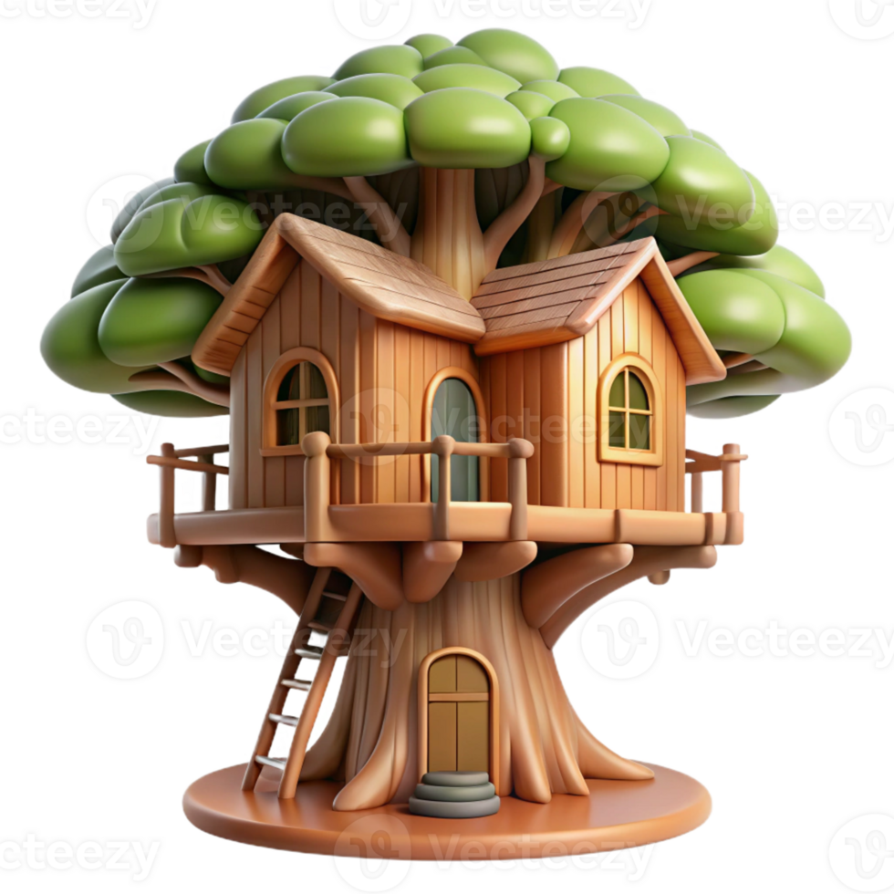 extraordinary abstract A treehouse built into a giant sequoia, warm wood tones, natural lighting, whimsical style, close-up view original png