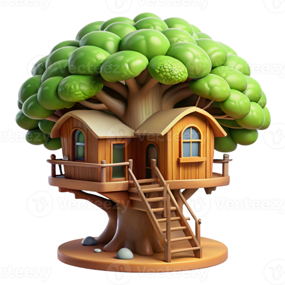 wonderful artistic A treehouse built into a giant sequoia, warm wood tones, natural lighting, whimsical style, close-up view high resolution png