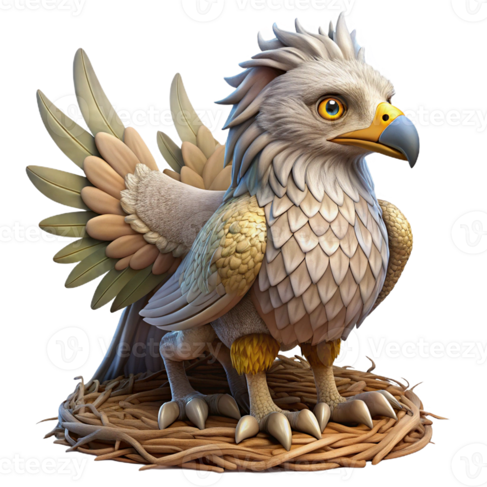 impressive creative A majestic griffin protecting its nest, dramatic lighting, detailed feathers, realistic style genuine png