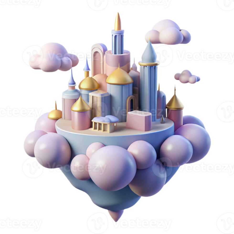 stunning contemporary A floating city in the clouds, pastel colors, dreamlike atmosphere, whimsical style, soft lighting high quality png