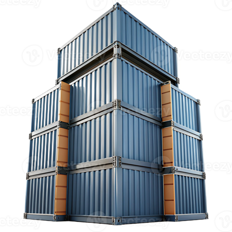vibrant traditional A skyscraper made of stacked shipping containers, industrial style, gritty realism, overcast lighting, low angle view authentic png