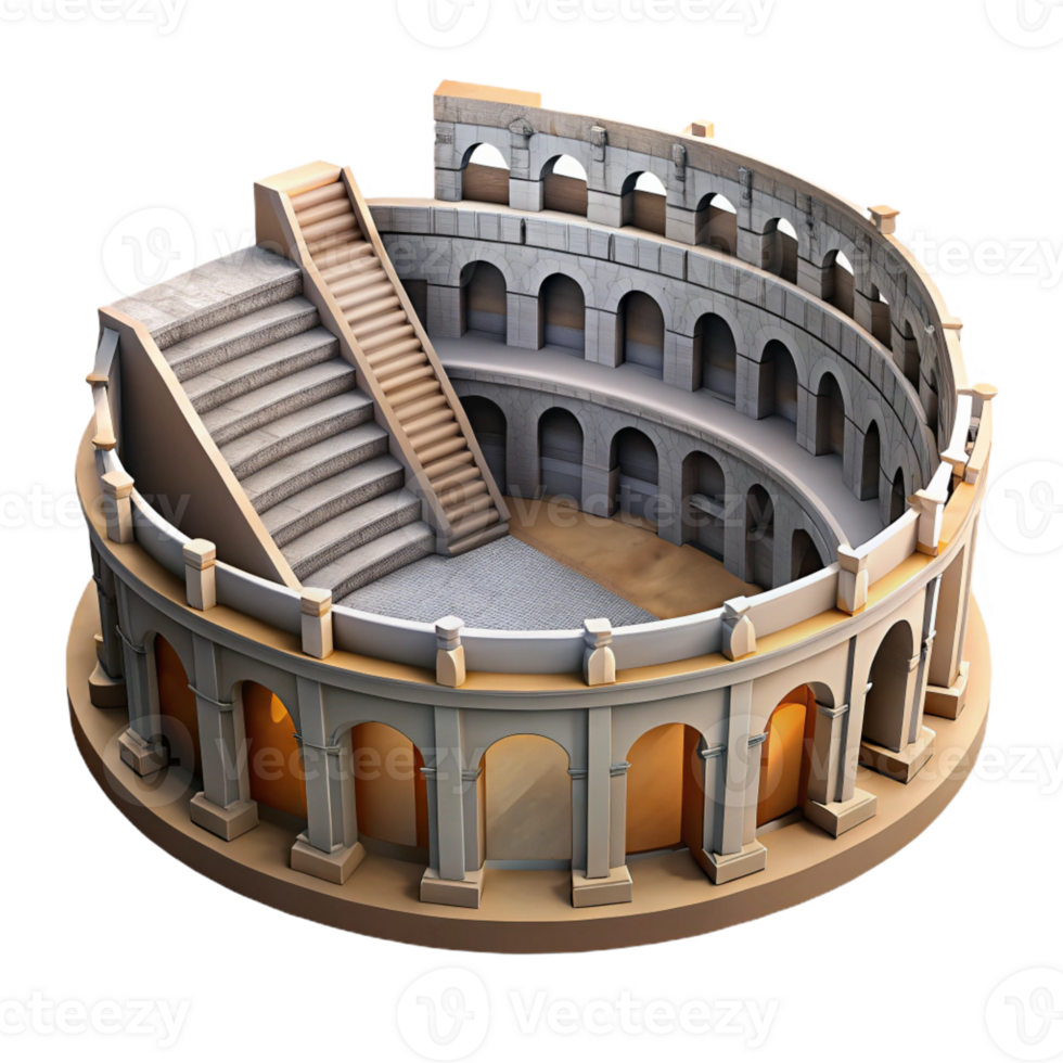 impressive rustic A Roman amphitheater, weathered stone, dramatic lighting, historical accuracy, aerial perspective authentic png