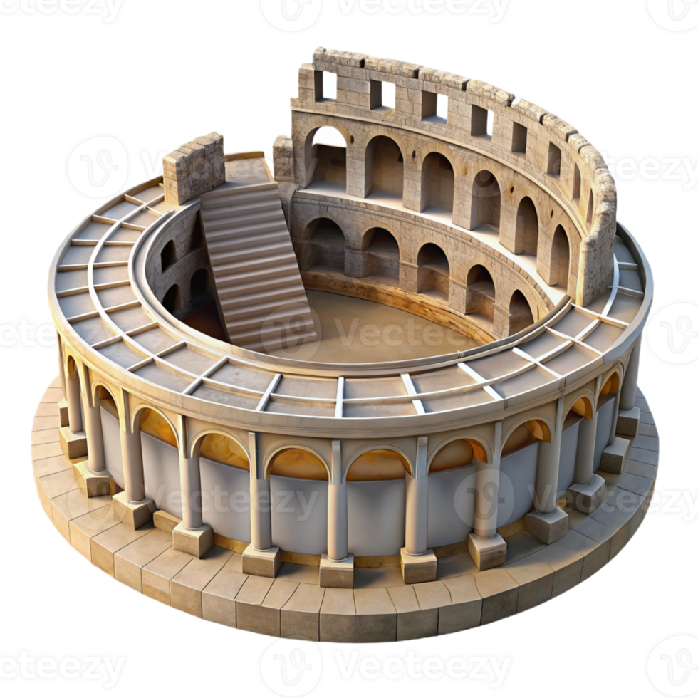 wonderful contemporary A Roman amphitheater, weathered stone, dramatic lighting, historical accuracy, aerial perspective high resolution png