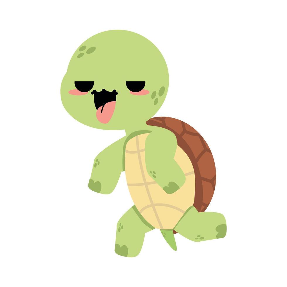 Tired cartoon turtle running in a race vector