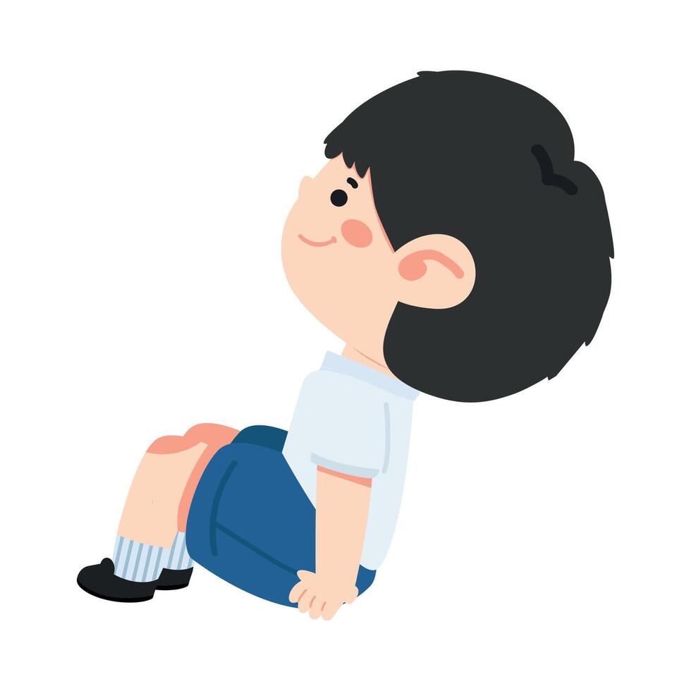 A young boy sitting and looking up vector
