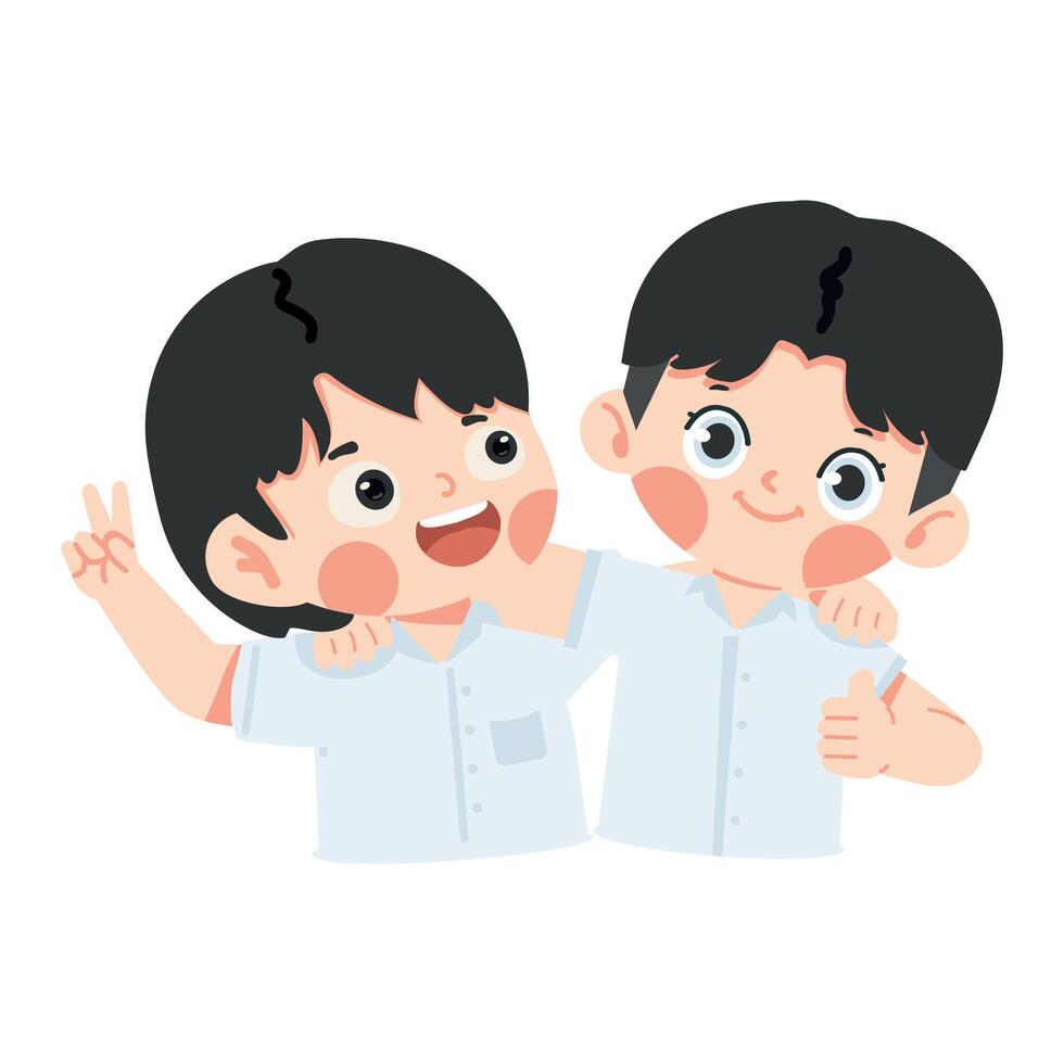 Happy characters hugging their best friends vector